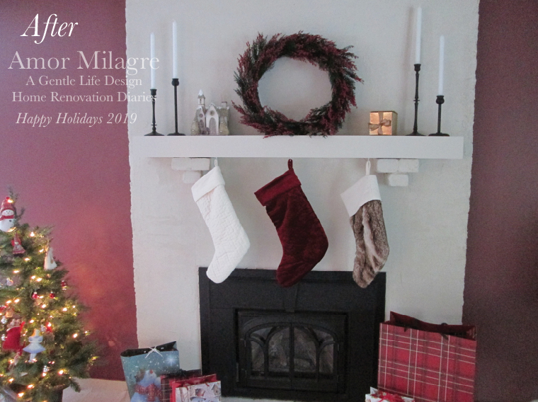 Amor Milagre Home Renovation Design Diaries Living Room Fireplace Makeover Holiday stockings Interior Design Ethical Gift Shop amormilagre.com